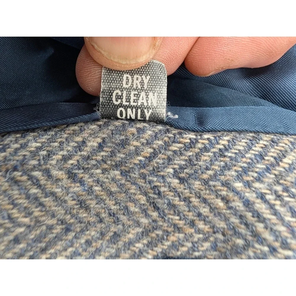 Vintage Haggar Tweed Blazer Jacket Size 44L Wool Gray Blue Herringbone Corpcore